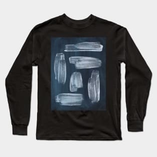 Abstract navy brush strokes Long Sleeve T-Shirt